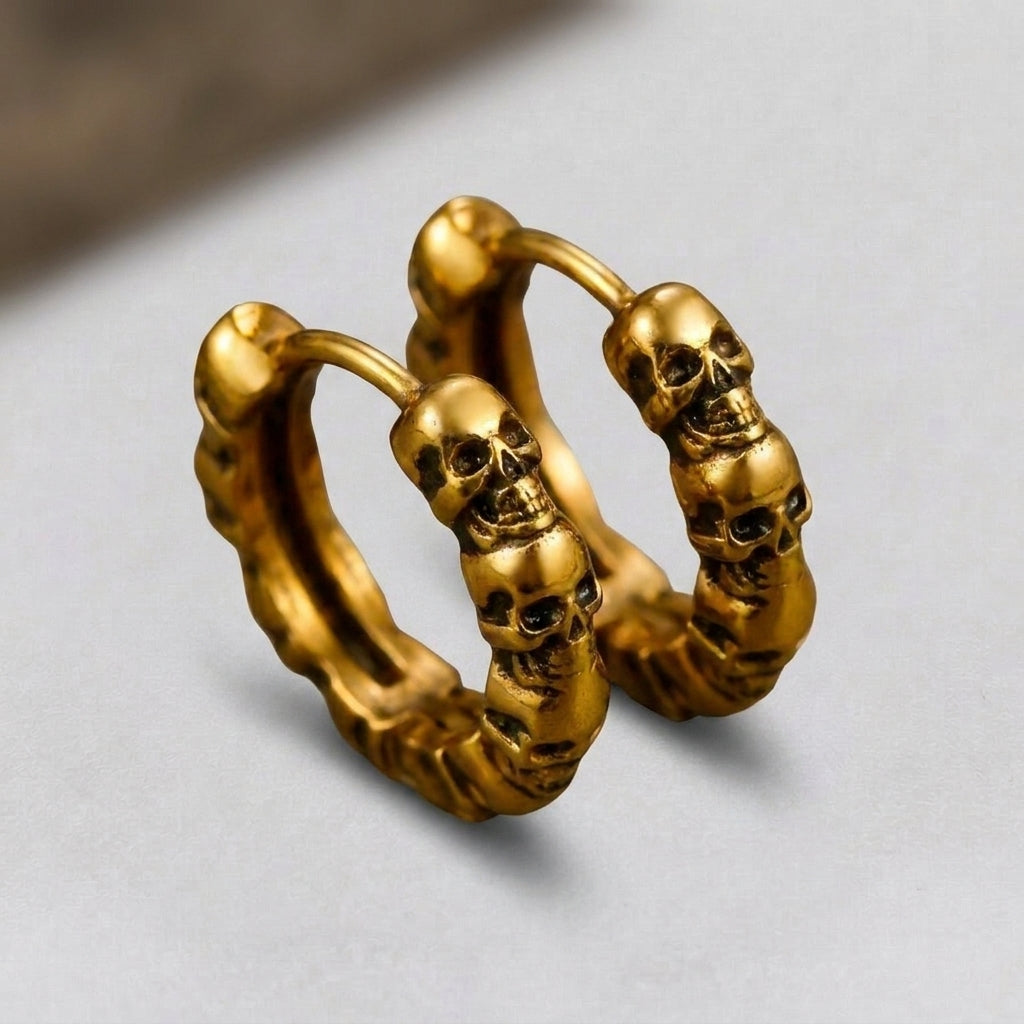 Gold Skull Hoop Earrings