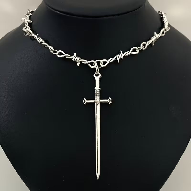 Wire Thorn Sword Necklace
