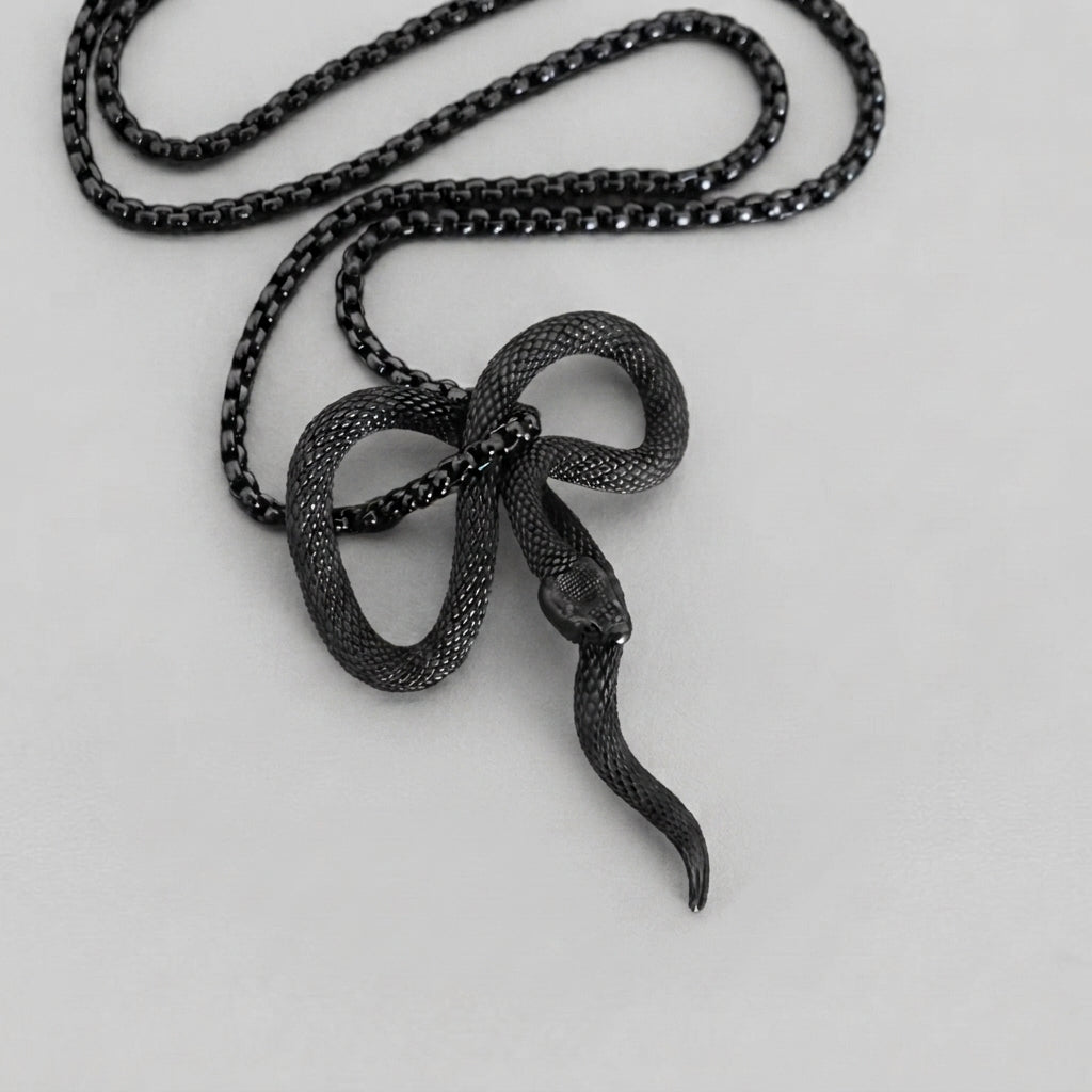 Black Coiled Snake Necklace
