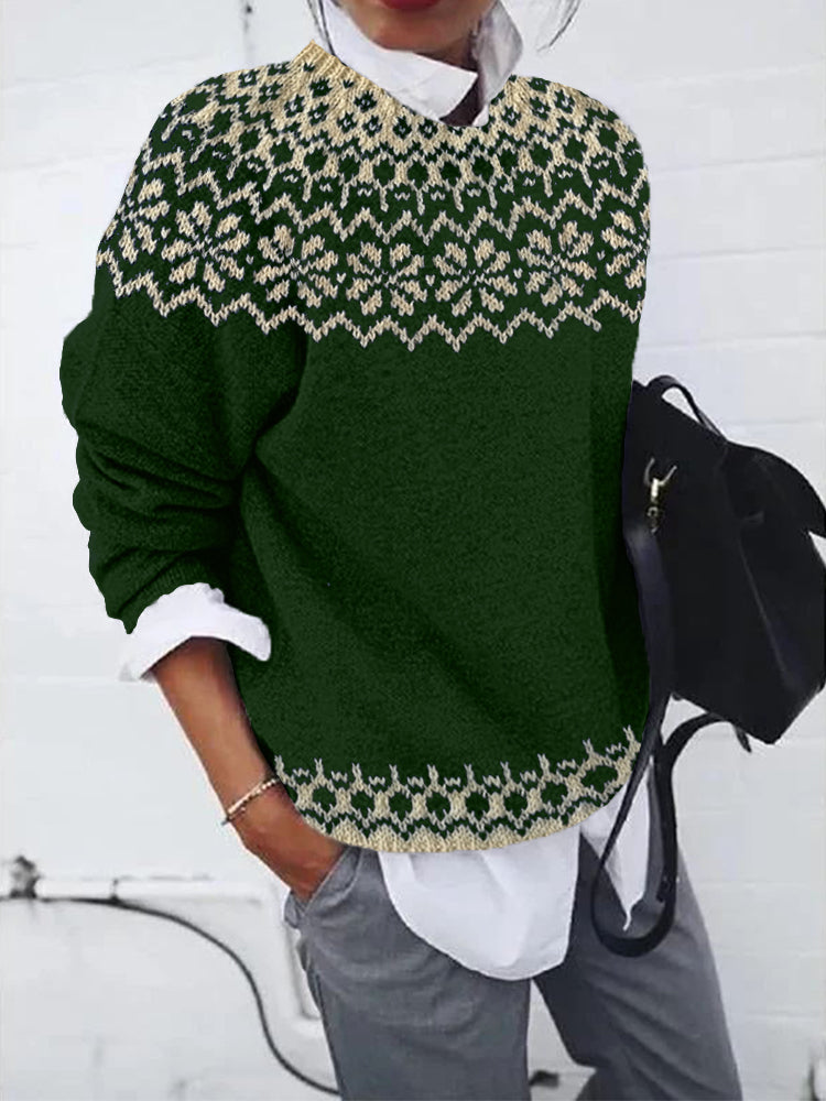 Vintage Jacquard Cozy Knit Icelandic Sweater elevenforest