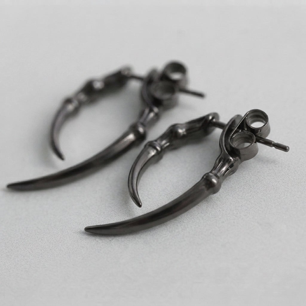 Black Talon Claw Stud Earrings