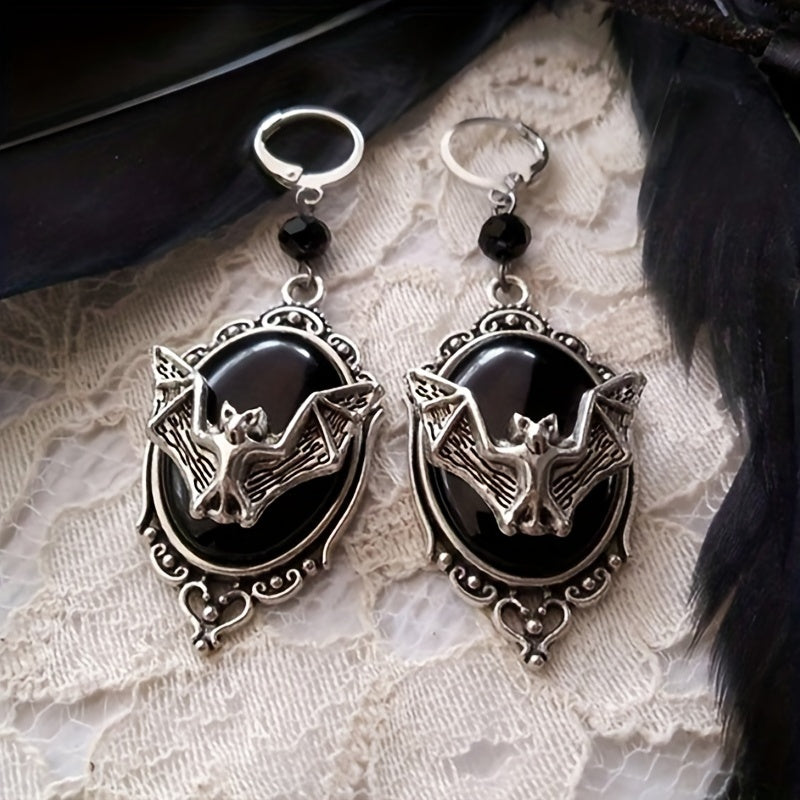 Black Resin Bat Earrings
