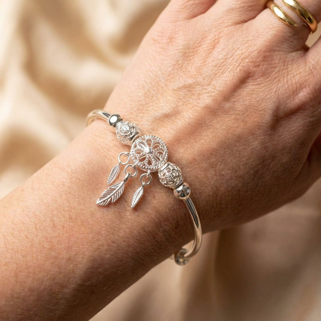 925 Silver Adjustable Dreamcatcher Bracelet