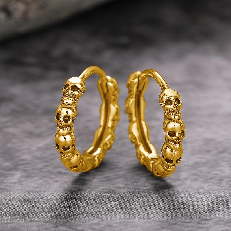 Fashionable Gothic Skull Hoop Earrings for Women Men Halloween Rock