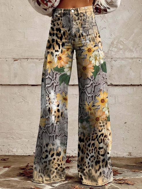 Floral Wide Leg Jeans