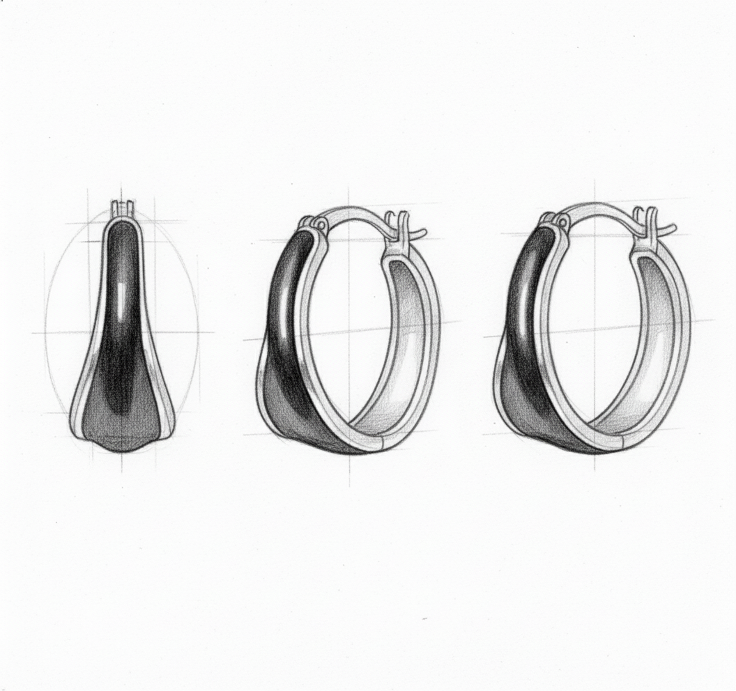 Black Hoop Rose Gold Earrings