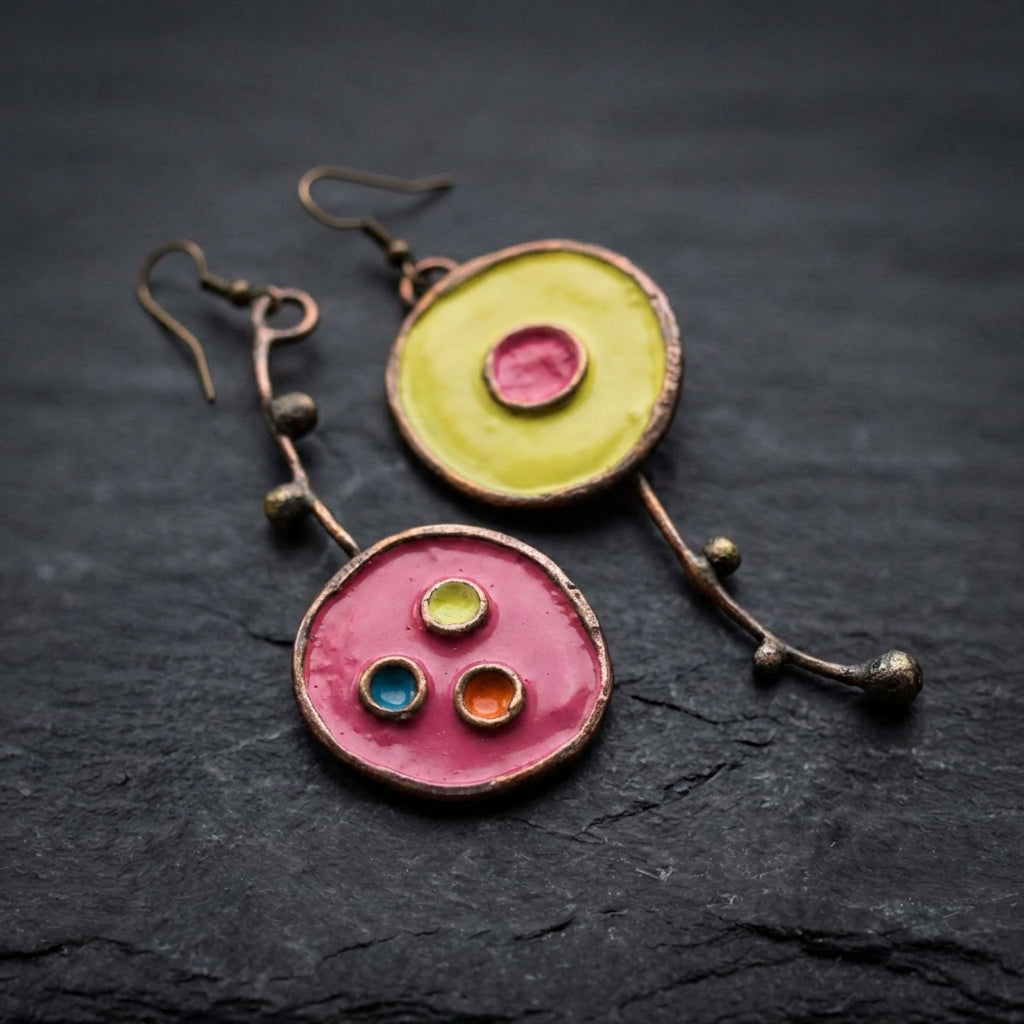 Bohemian Enamel Circle Earrings 60442426