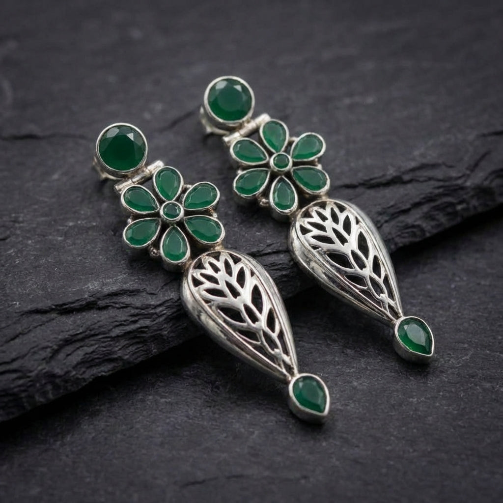 Bohemian Green Stone Earrings 30722932