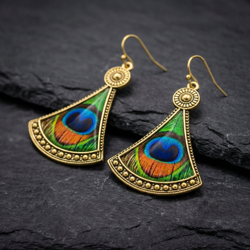 Bohemian Peacock Eye Earrings 68775711
