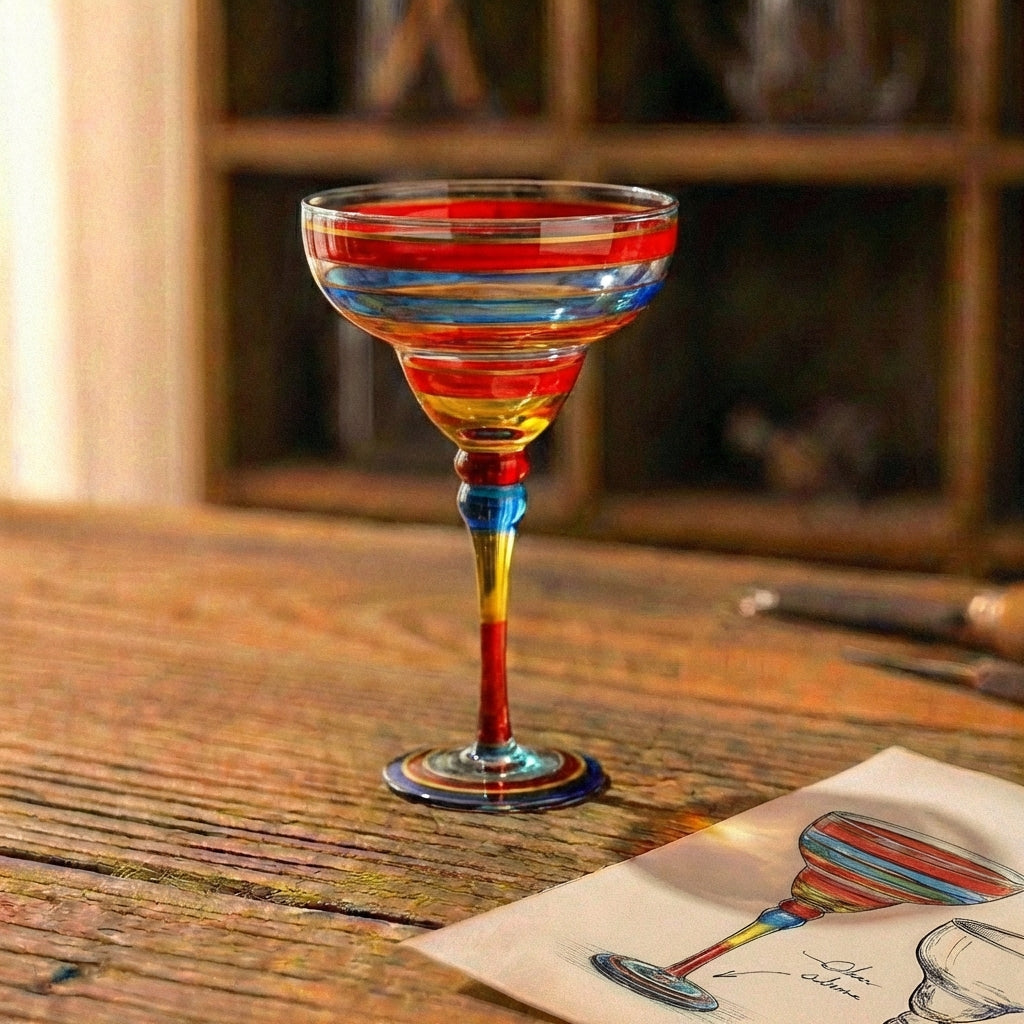 Bold Stripe Margarita Coupe Glass