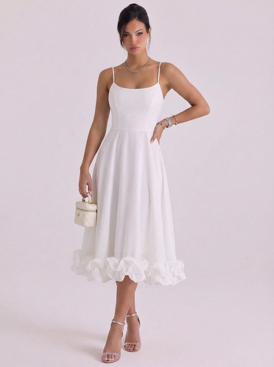 Chiffon Rosette Hem Maxi Dress
