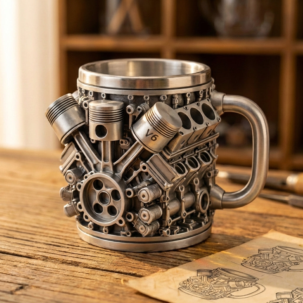 Chrome V8 Piston Coffee Mug