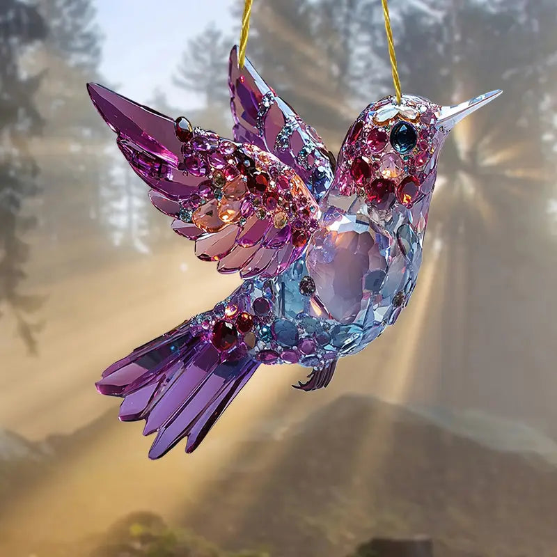 Crystal Hummingbird Suncatcher Purple & Blue Ombre