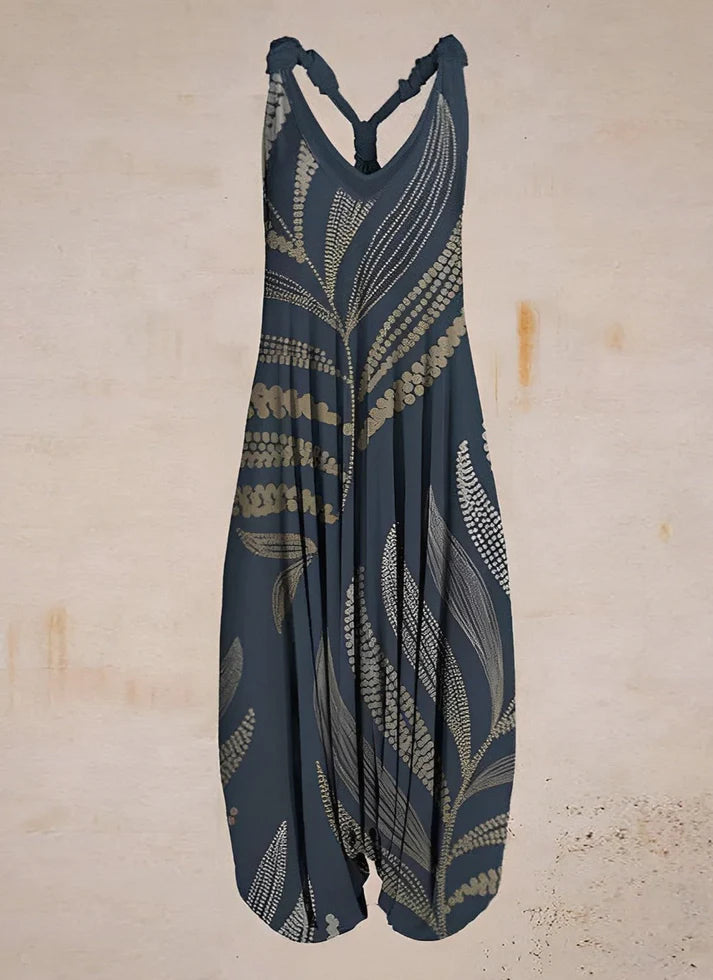 Romper Charcoal With Geometric Feathers