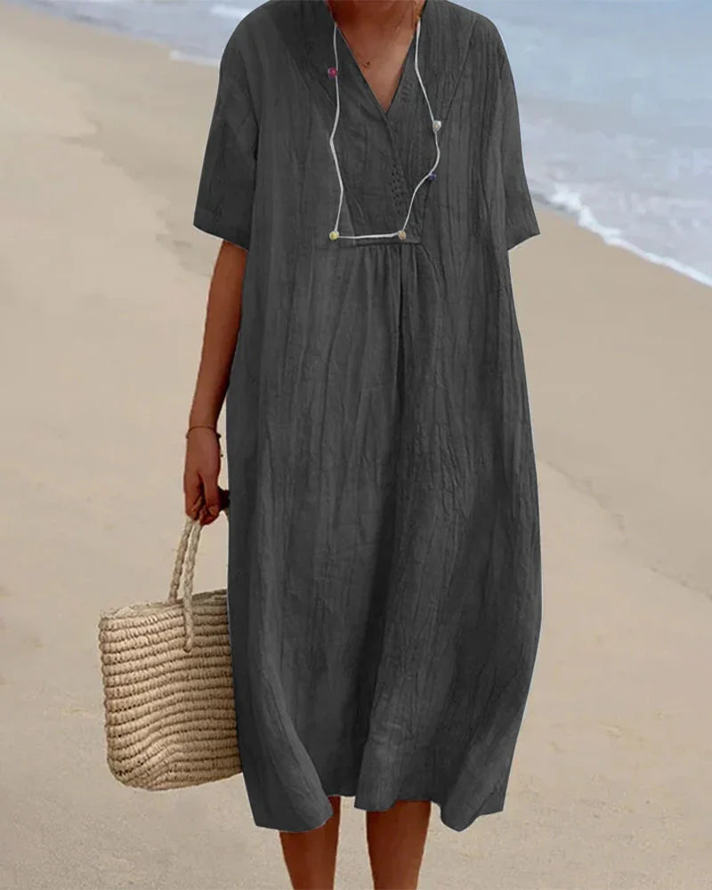 Dress Charcoal With Textured Fabric