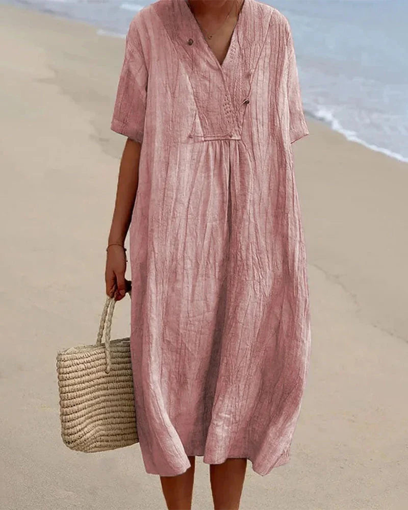 Dress Dusty Pink With Textured Fabric