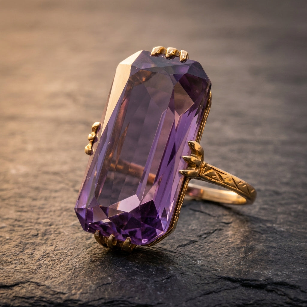 Elegant Amethyst Statement Ring 90274633