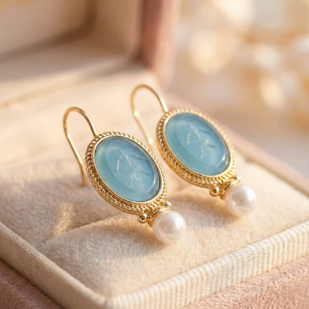 Elegant Aqua Pearl Earrings