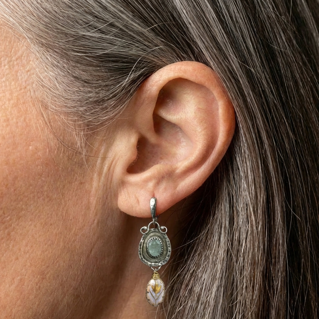 Elegant Art Nouveau Inspired Gemstone & Enamel