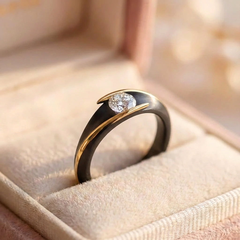 Elegant Black Tension Set Ring