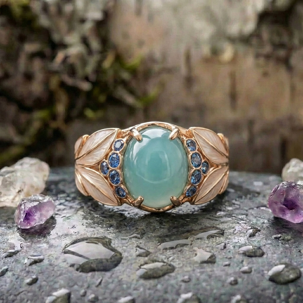 Elegant Bloom Blue Gem Floral Ring