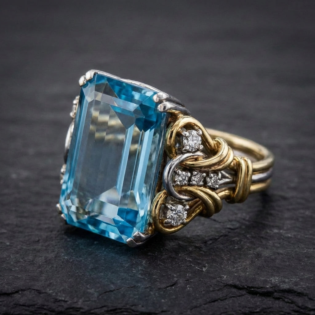 Elegant Blue Cubic Zirconia Ring 73155748