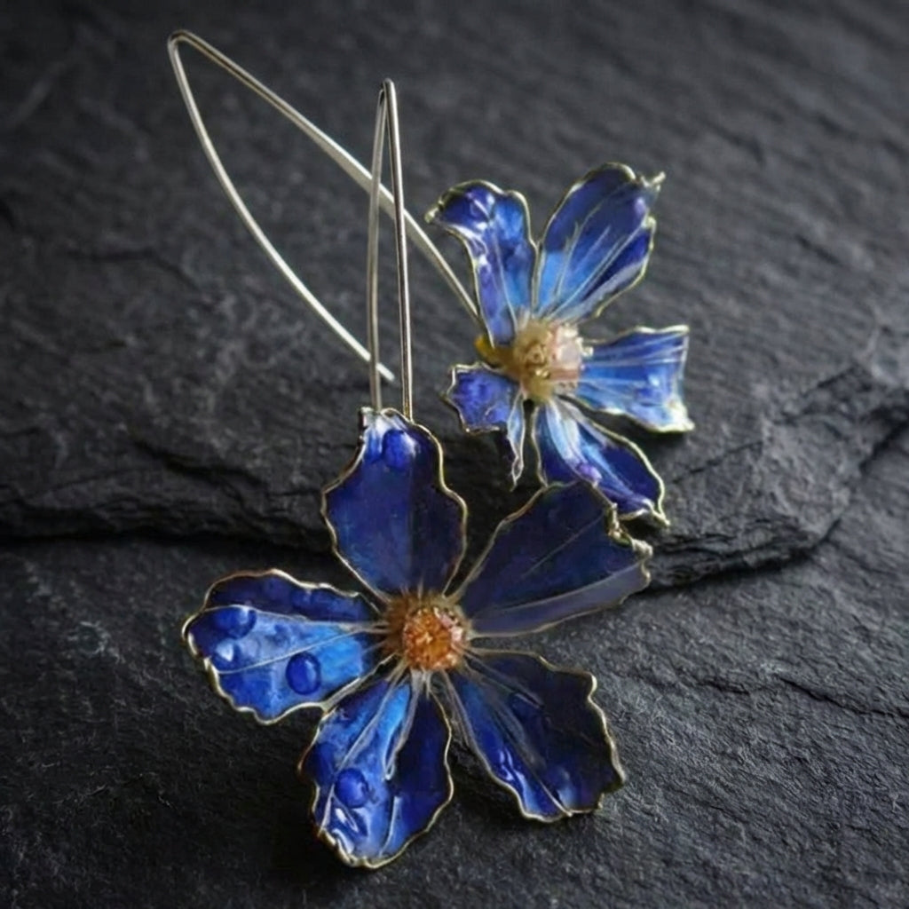 Elegant Blue Flower Earrings 10938279