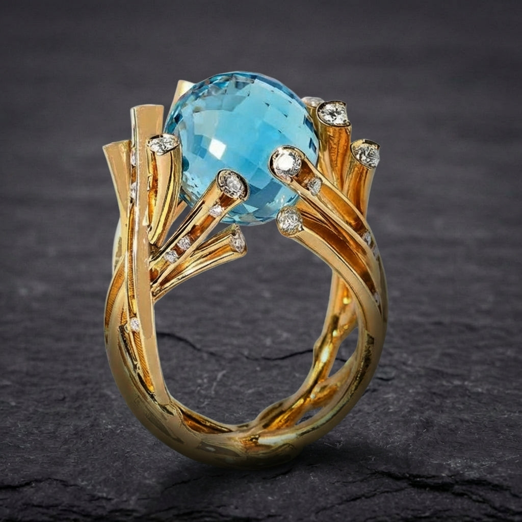 Elegant Blue Topaz Ring 12403857