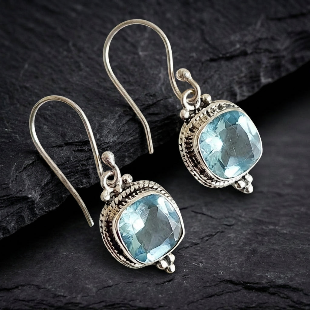 Elegant Blue Zirconia Earrings 18915928