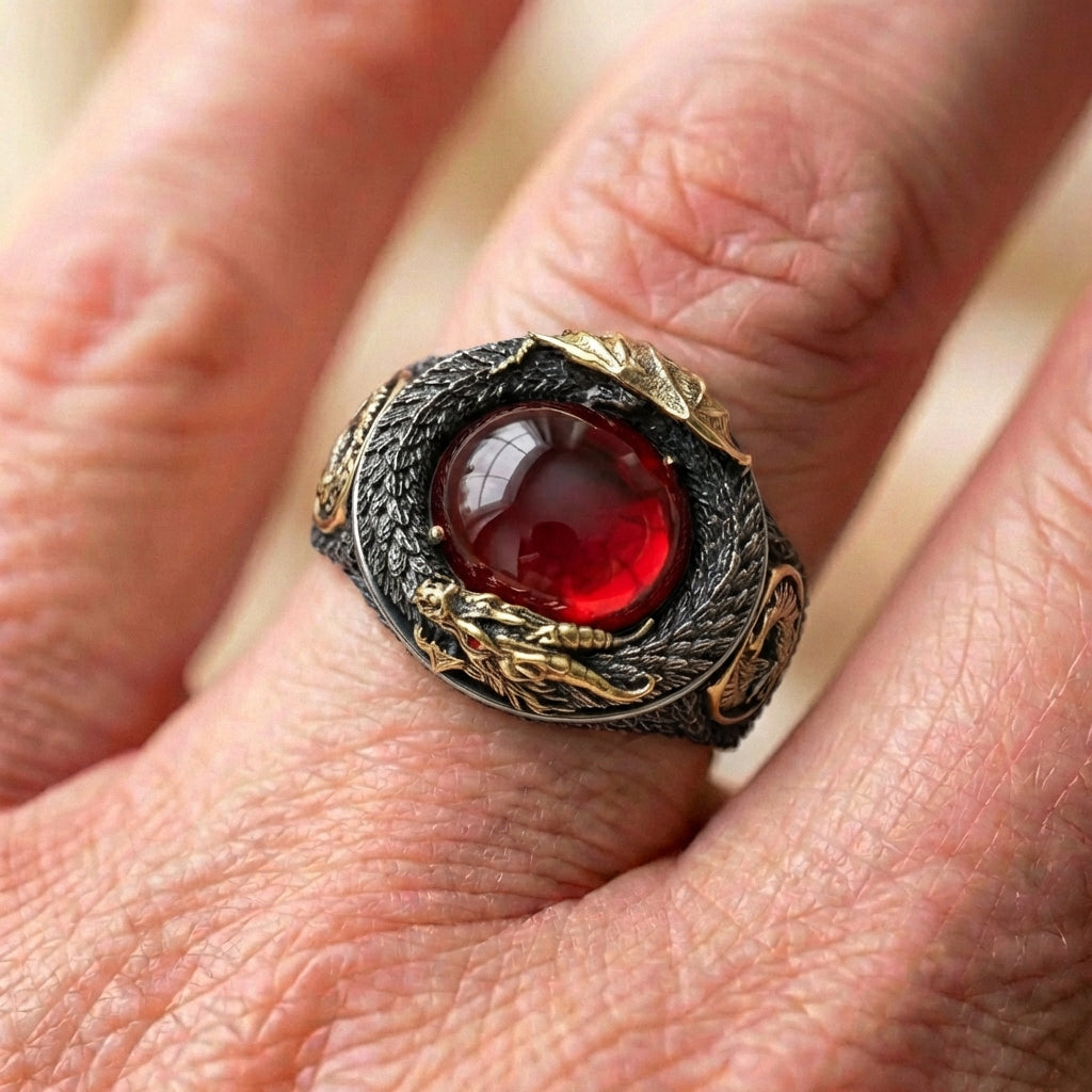 Elegant Crimson Dragon Ring
