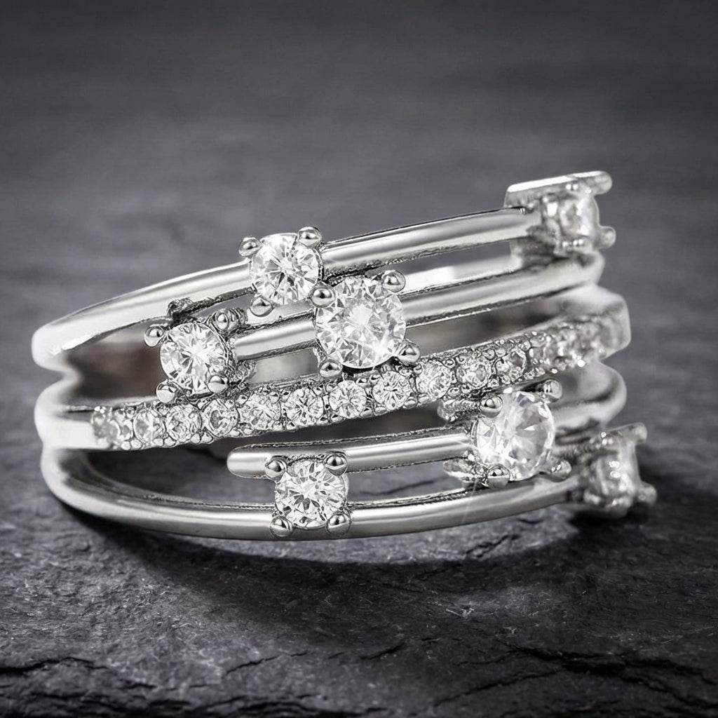 Elegant Crystal Crossover Ring 53499162