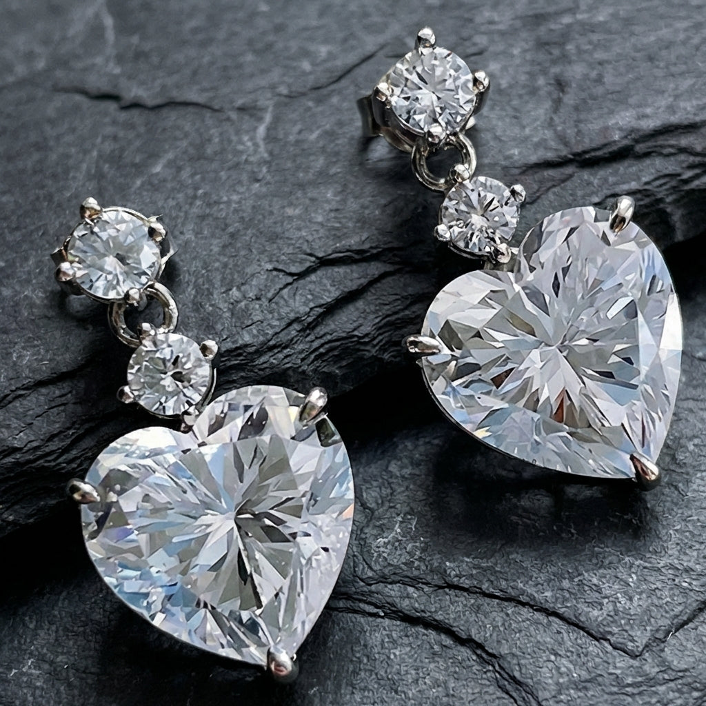 Elegant Crystal Heart Earrings 12197218