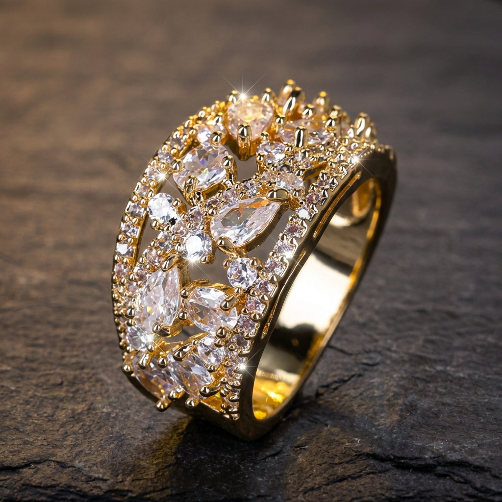 Elegant Crystal Statement Ring 55834764