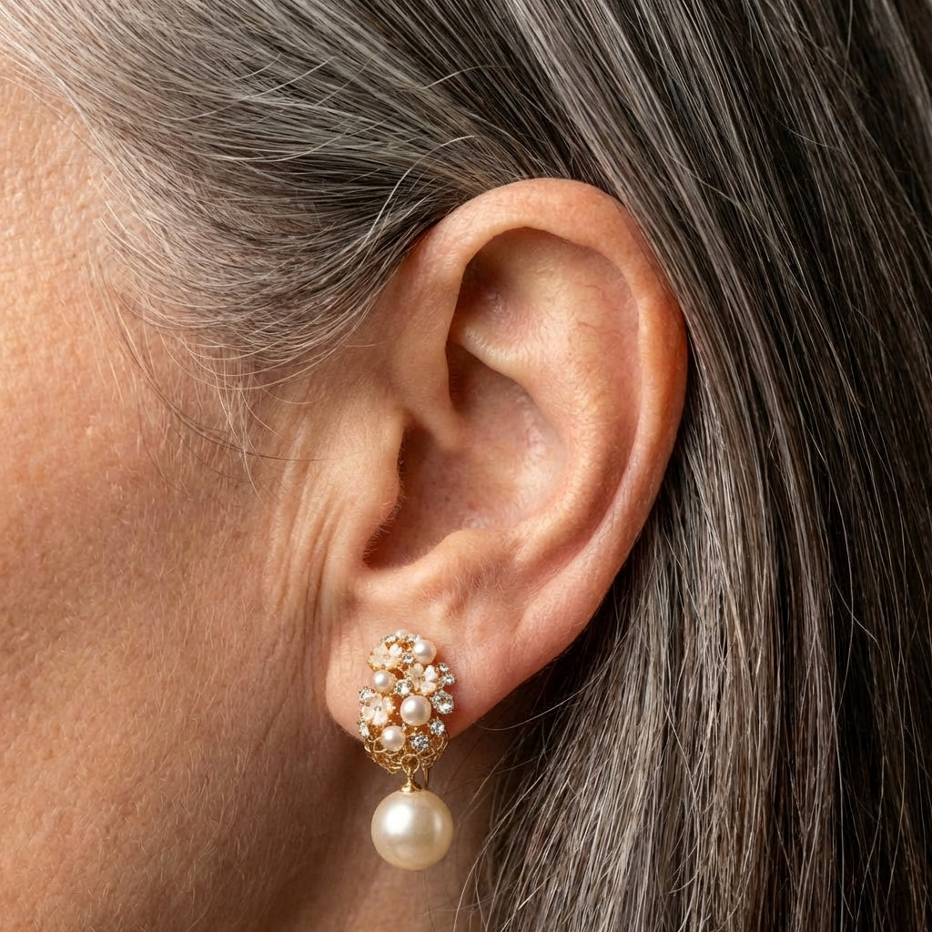 Elegant Flower Pearl Earrings