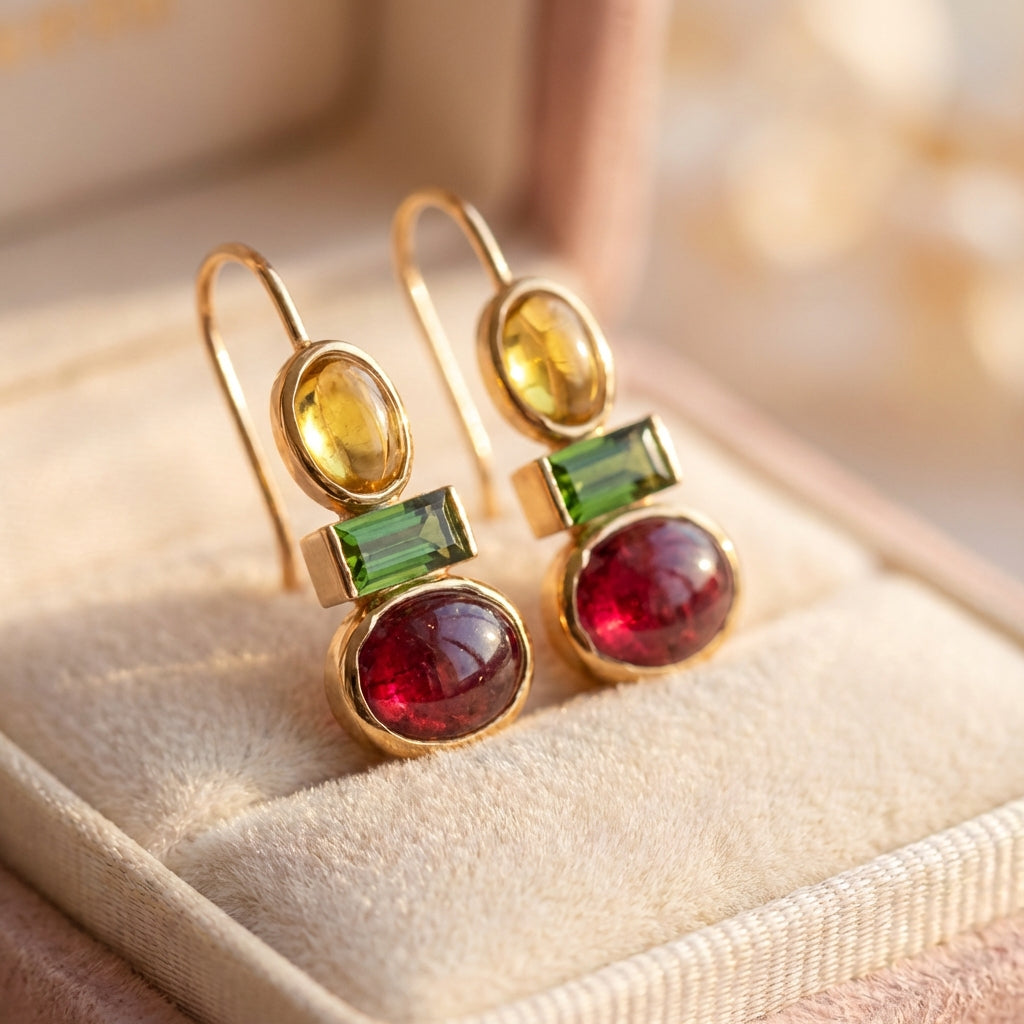 Elegant Gemstone Dangle Earrings