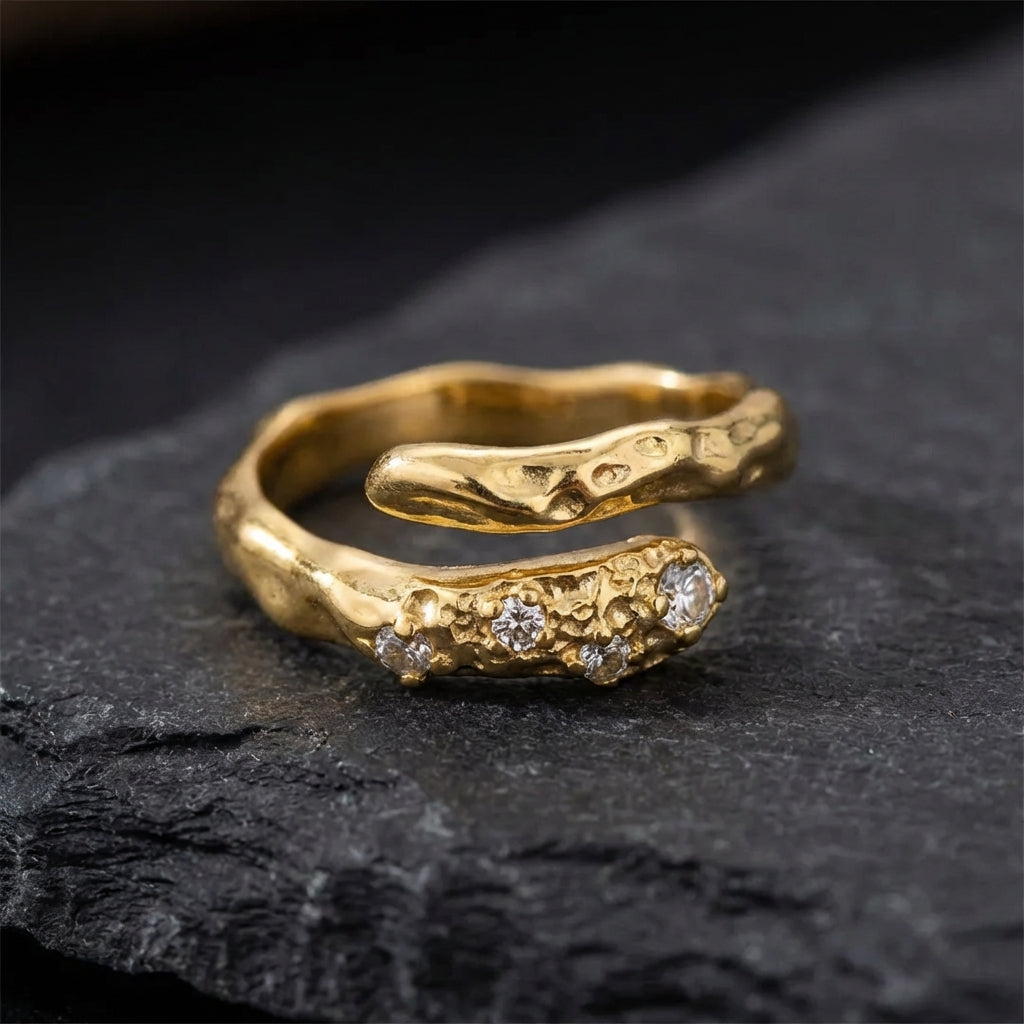 Elegant Gold Zircon Ring 68033041