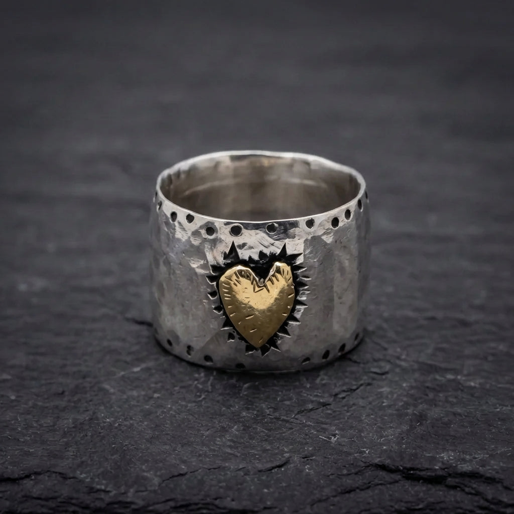 Elegant Heart Ring With Gold Accent