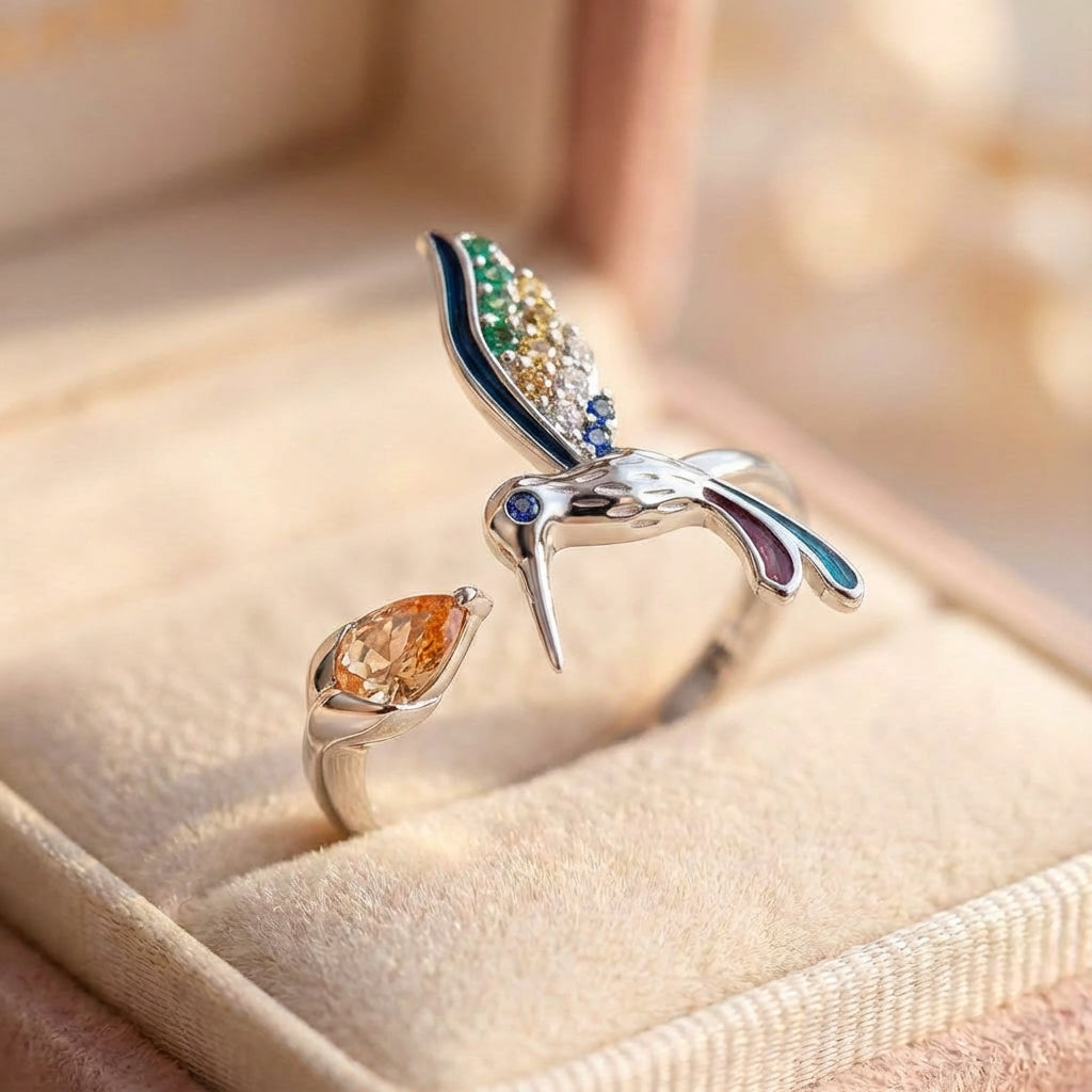 Elegant Hummingbird Ring