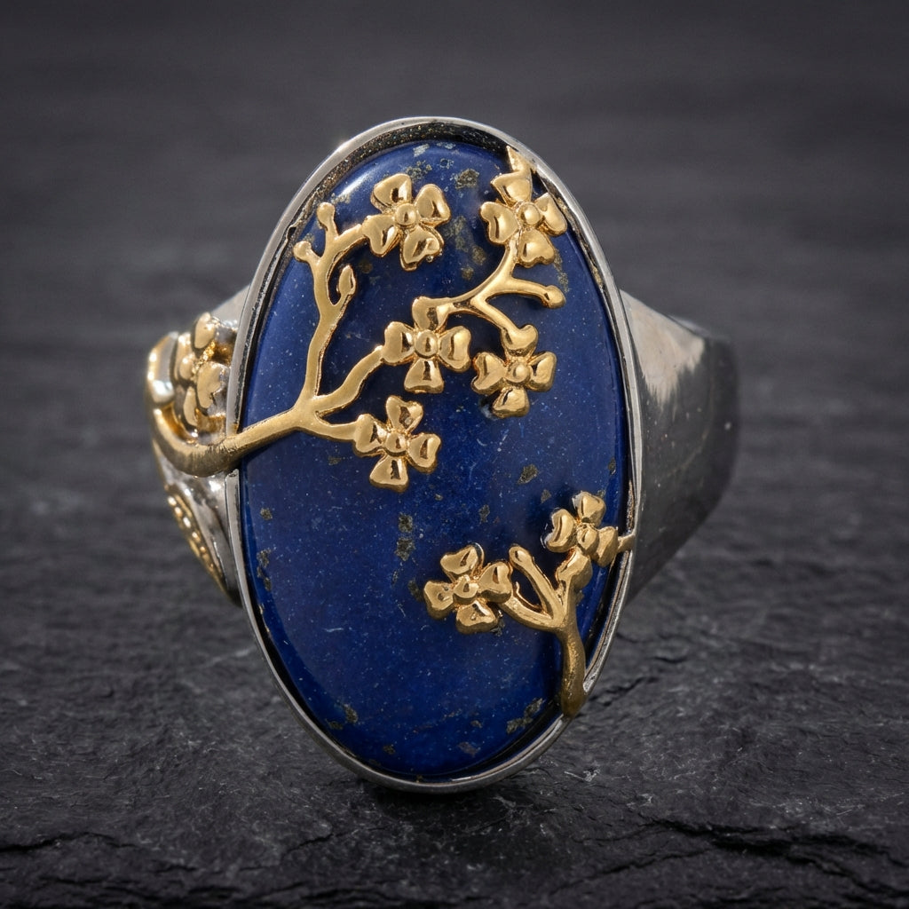 Elegant Lapis Floral Ring 48099063