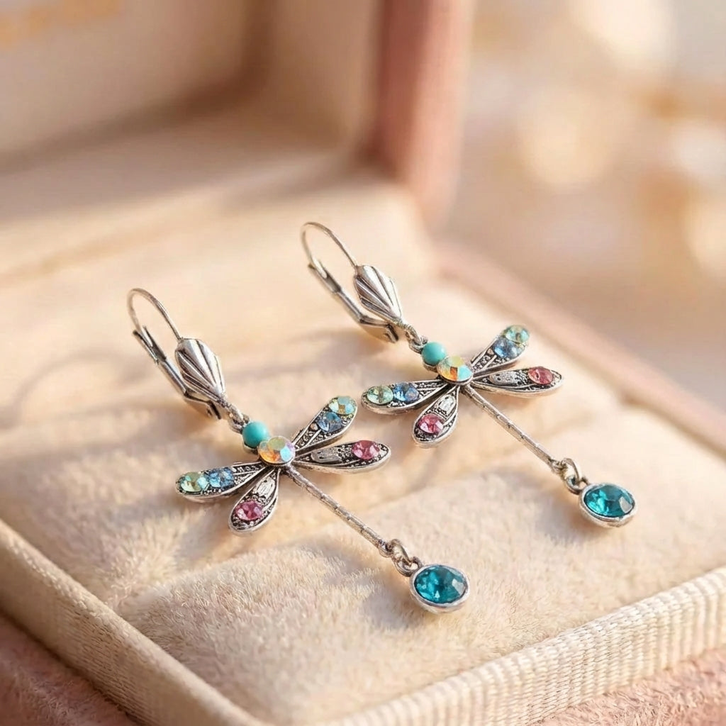 Elegant Multicolor Crystal Dragonfly Drop