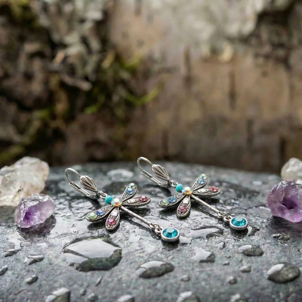 Elegant Multicolor Crystal Dragonfly Drop