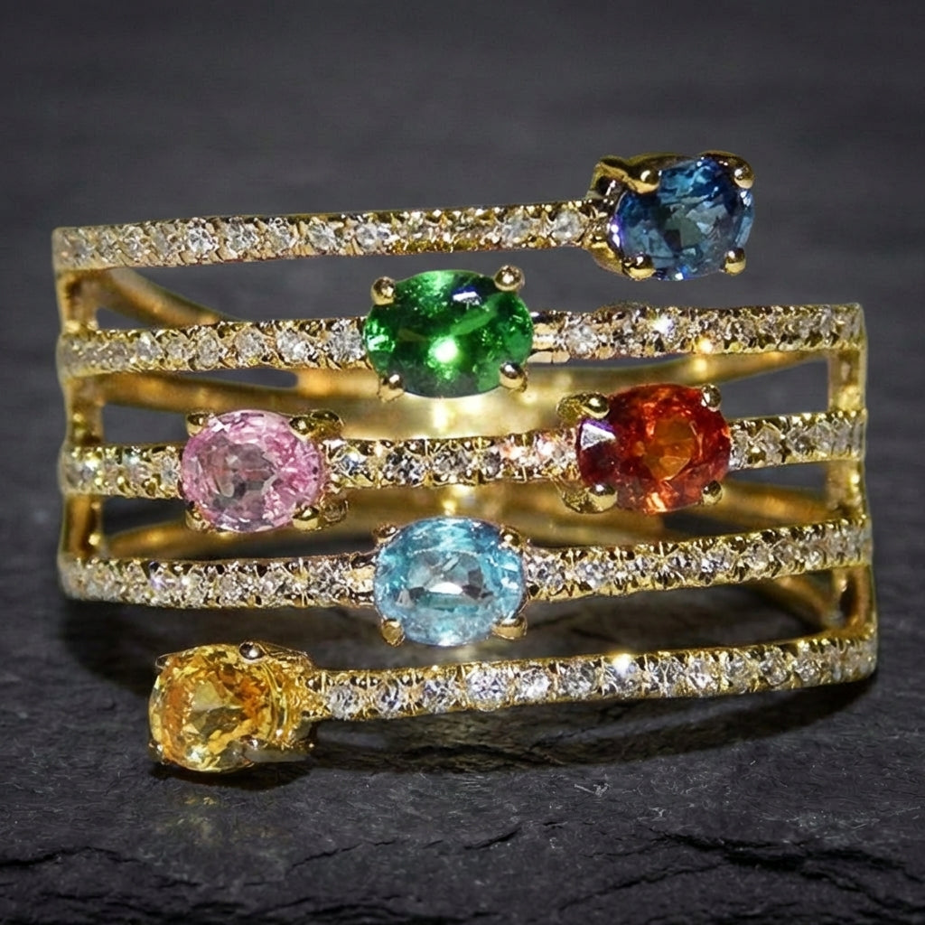 Elegant Multicolor Statement Ring 84108142