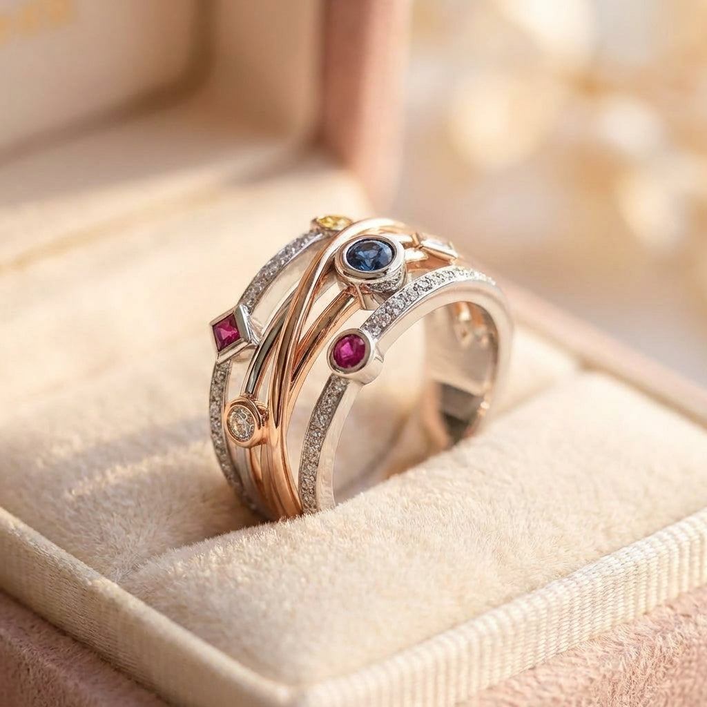 Elegant Multistone Statement Ring