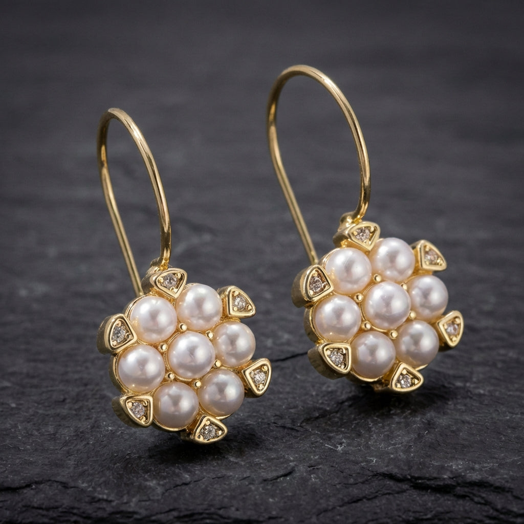 Elegant Pearl Diamond Earrings 43091213
