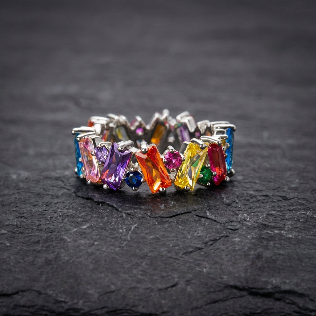 Elegant Rainbow Zircon Ring 62852360