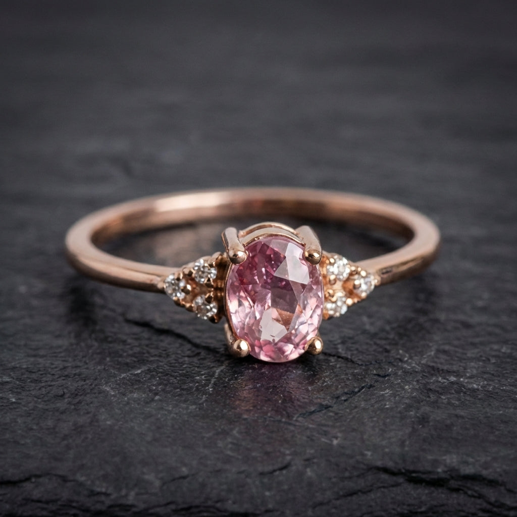 Elegant Rose Gold Oval Ring 06422436