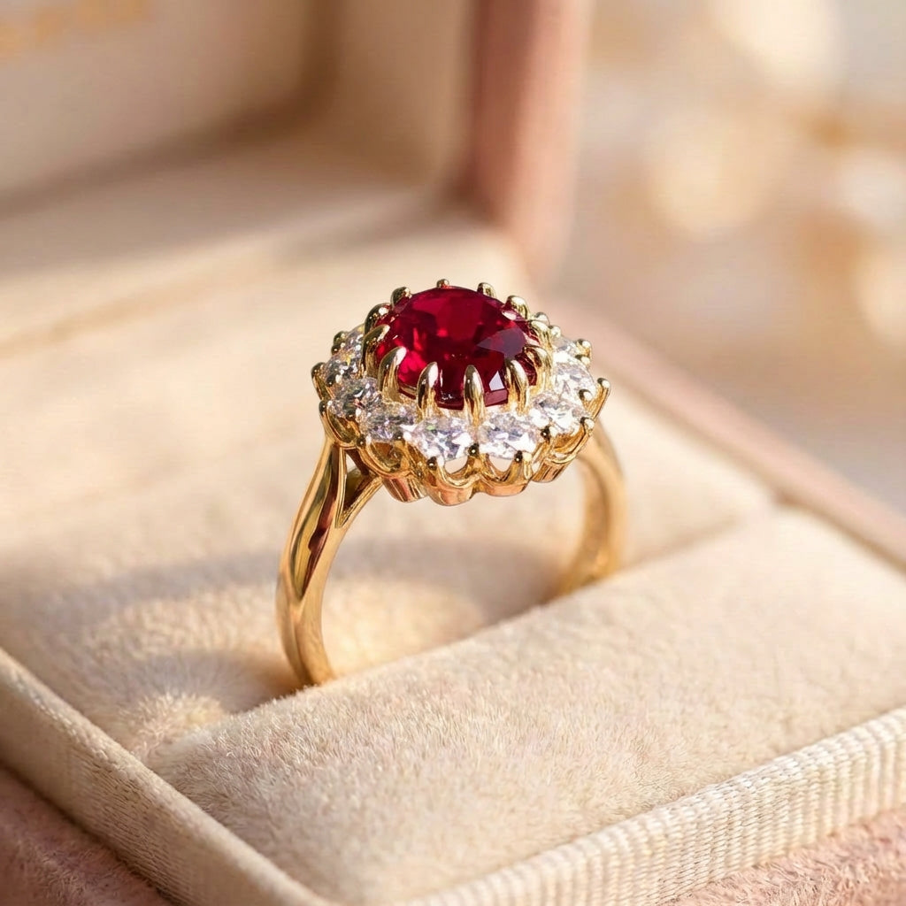 Elegant Ruby Diamond Ring