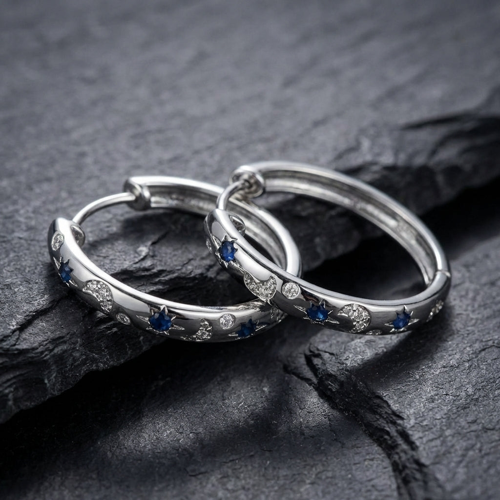 Elegant Sapphire Moon Earrings 39577001