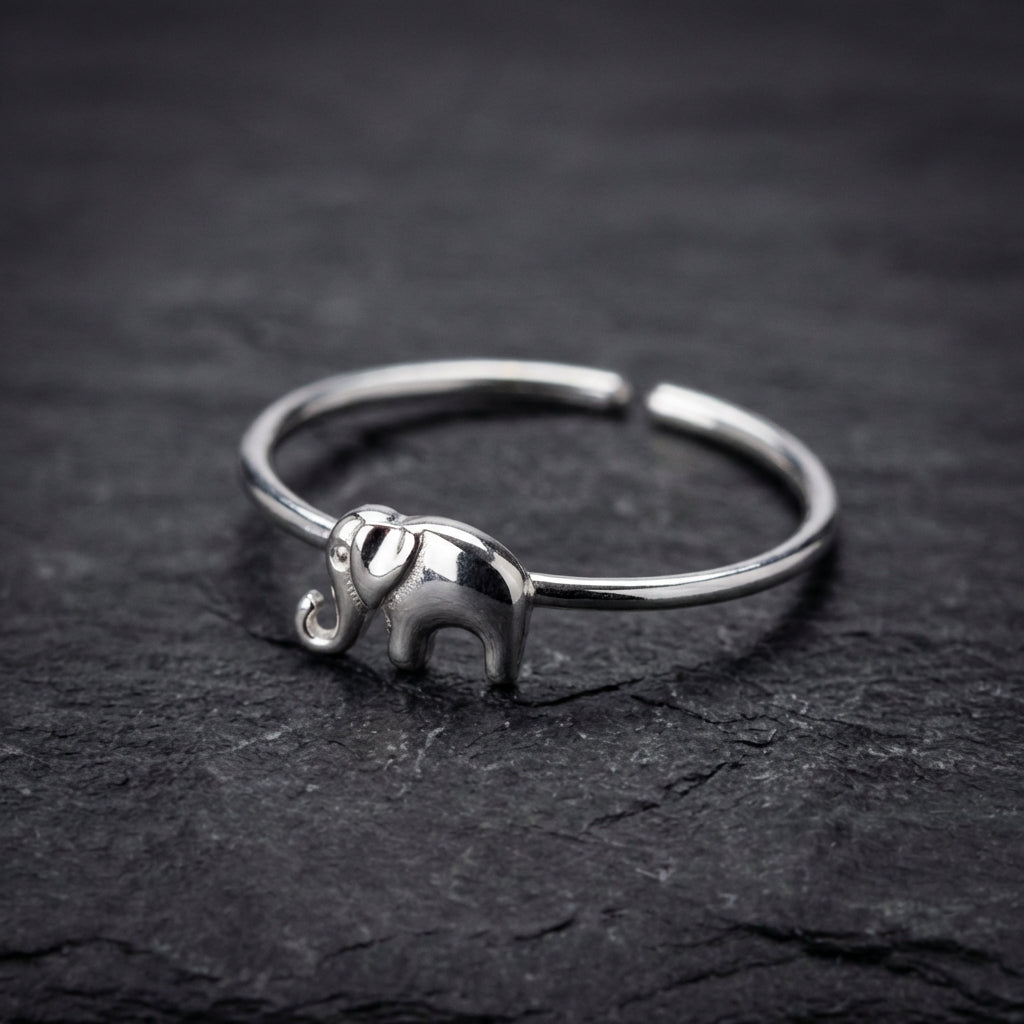 Elegant Silver Elephant Ring 75983577