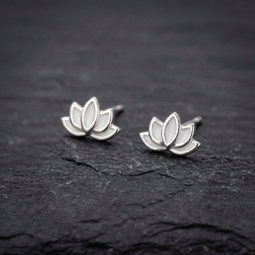 Elegant Silver Lotus Earrings 72312591